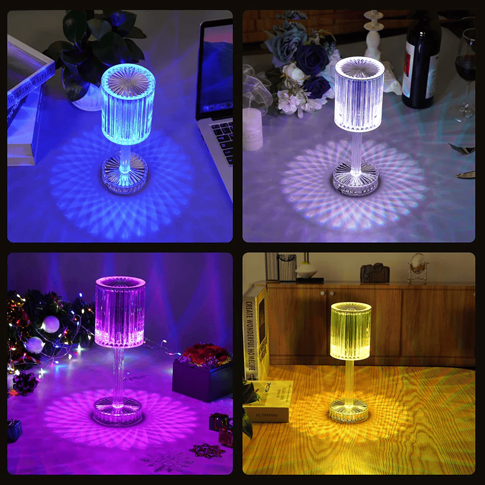 RGB Crystal Table Lamp – 16 Color LED Nightstand Light with Remote