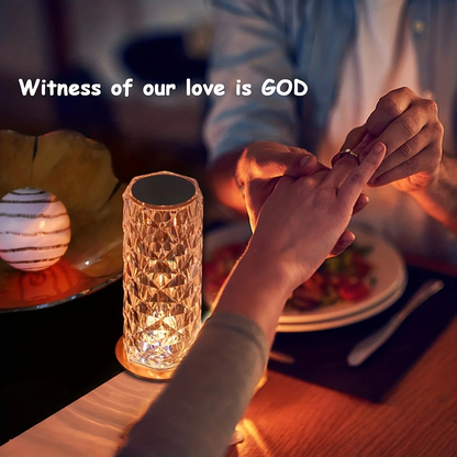 Crystal Touch Control Rechargeable Rose-Diamond Table Lamp – 16 RGB Colors, Remote & Touch Control