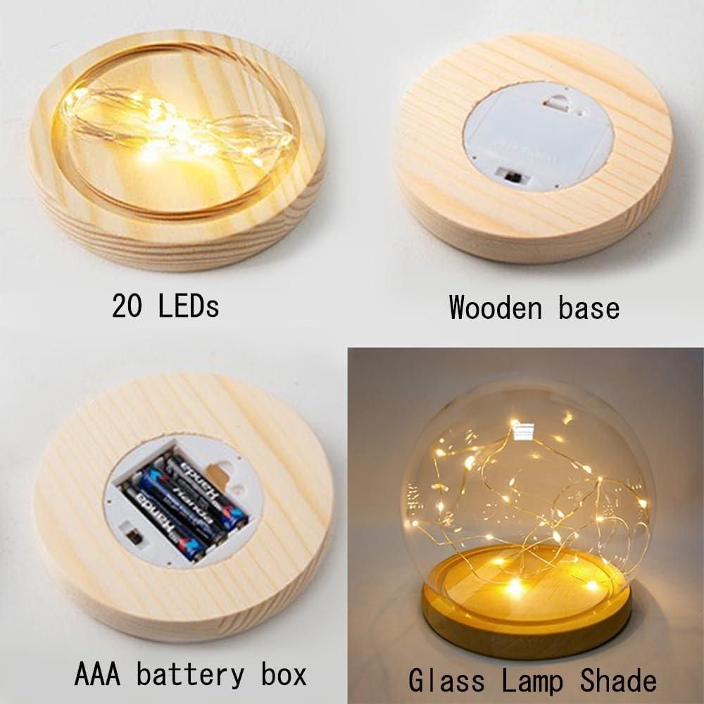 Round Tulip Night Light – Handmade LED Glass Dome Lamp